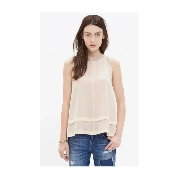 Madewell Silk Incline Tank Light Blush Pink Womens Tank Size XS Silk - Picture 1 of 7